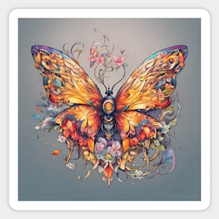 butterfly with flowers and leaves Magnet